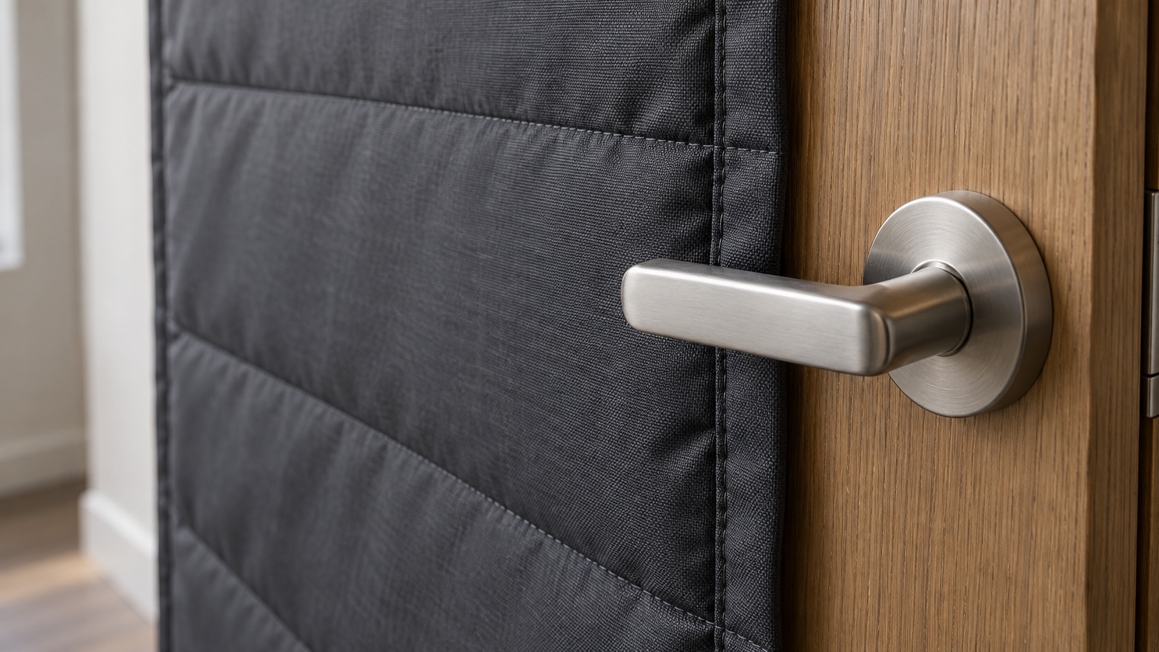 Padded cover texture beside door hardware